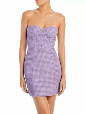 AQUA X MAEVE  Lavender Reilly Tweed Bustier Mini Dress Bloomingdales Exclusive🌸